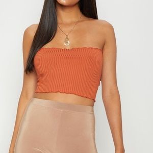 Burnt orange rib bandeau top